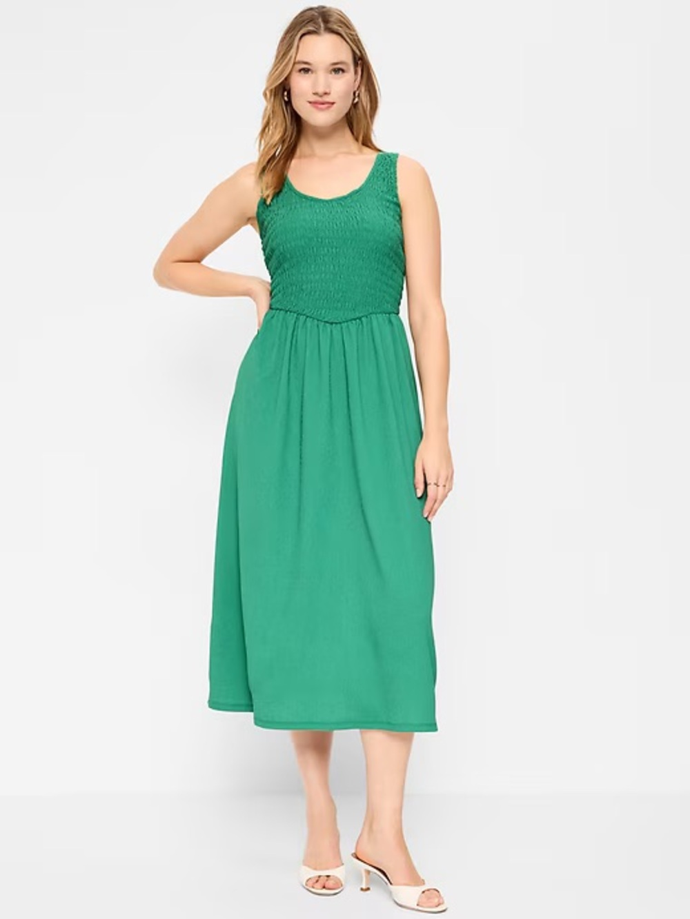 Old Navy Fit & Flare Lightweight Smocked-Bodice Midi Dress